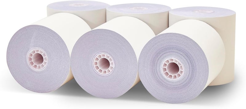 WRB SUPPLY 3 X 65' 3-ply White/Canary/Pink Carbonless Kitchen Paper 50 Rolls TMU 220, 50 Rolls - Image 1